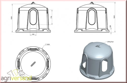 Heuglocke für Pferde 180cm - Wetterfeste Rundballenraufe aus Kunststoff