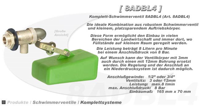 PEKI Kompakt-Schwimmerventil 1/2" für Hoch- oder Niederdruck