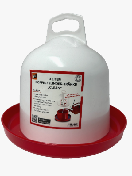 Hühnertränke Doppelzylindertränke CLEAN für Geflügel, 3 Liter