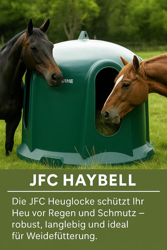 Der beste Heu-Rundballen Schutz für eure Pferdeweide und Paddock: die JFC Heuglocke