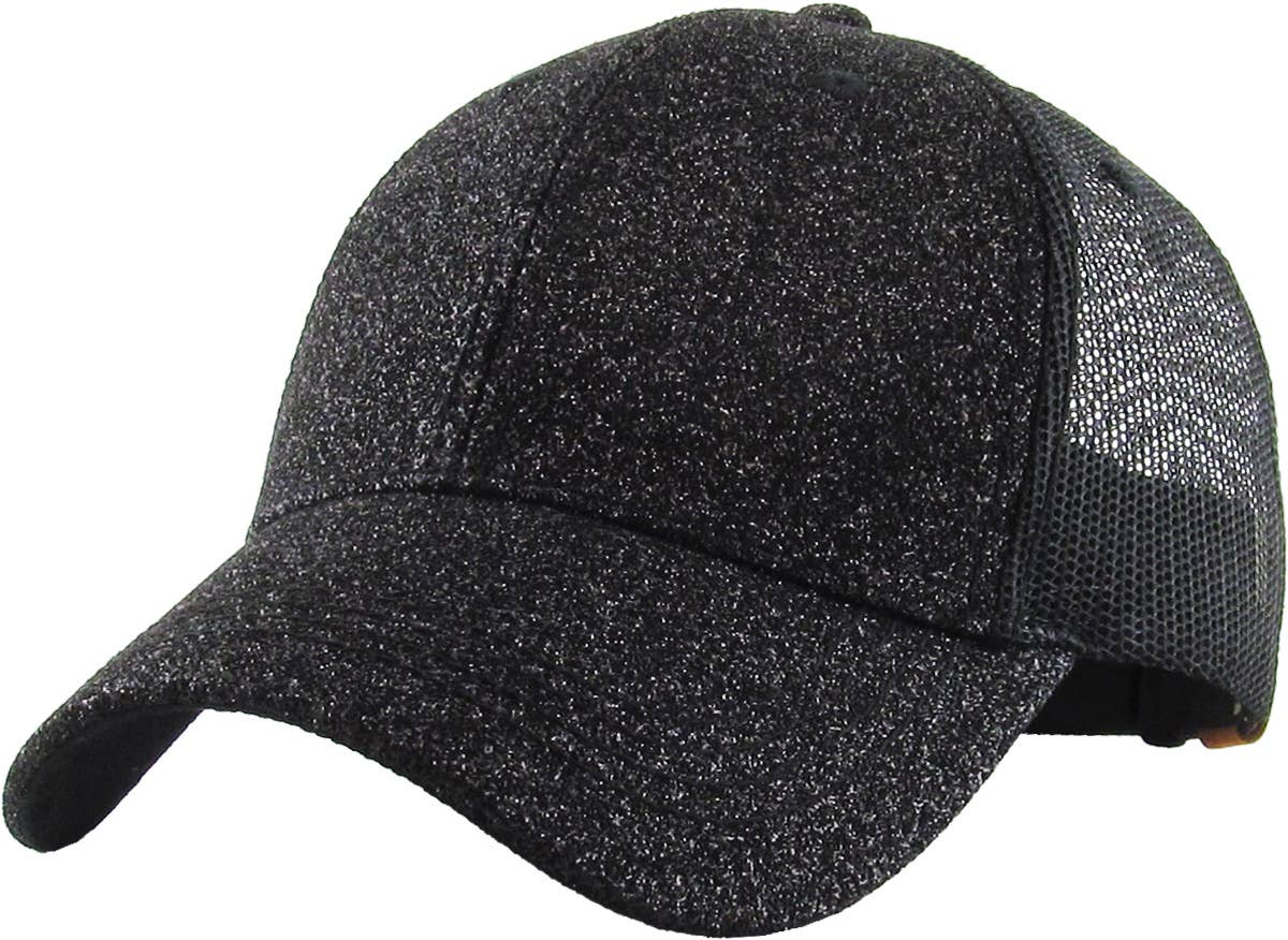KBETHOS - Glitzernde Baseballkappe im Meshback-Stil mit Ponytail-Öffnung