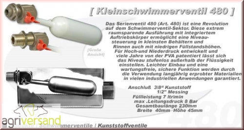 Ersatzdichtungsstopfen für PVA Kleinschwimmerventil 480-A