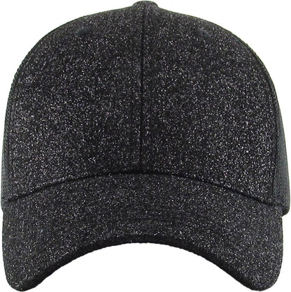 KBETHOS - Glitzernde Baseballkappe im Meshback-Stil mit Ponytail-Öffnung