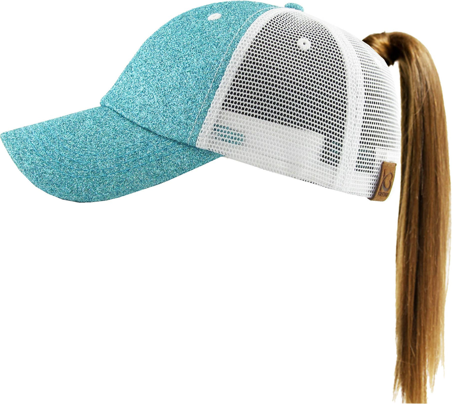 KBETHOS - Glitzernde Baseballkappe im Meshback-Stil mit Ponytail-Öffnung