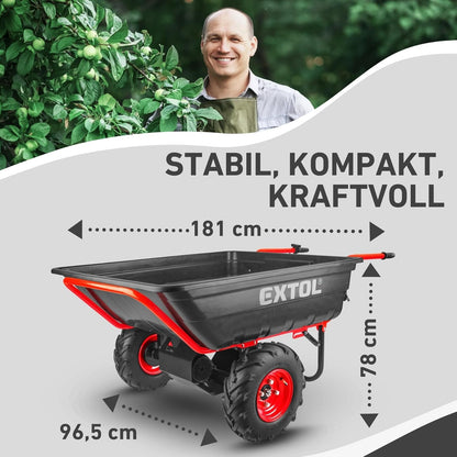 Elektrische Schubkarre mit Akku, 400kg, 225L Mulde, 40V, EXTOL PREMIUM