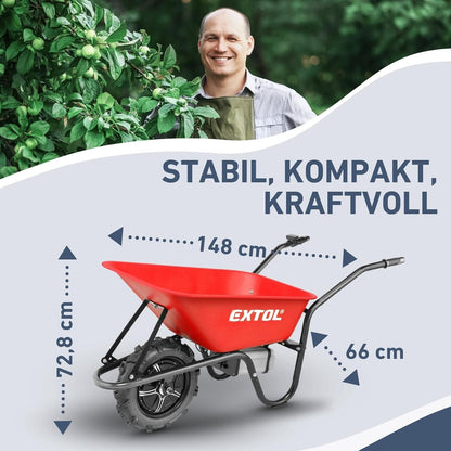 Elektrische Schubkarre mit Akku, 80L Mulde,  PREMIUM Kraft sparen