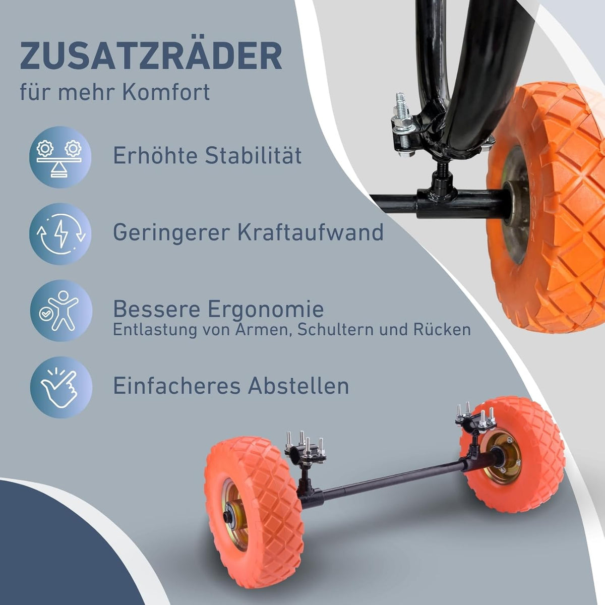 Elektrische Schubkarre mit Akku, 80L Mulde,  PREMIUM Kraft sparen