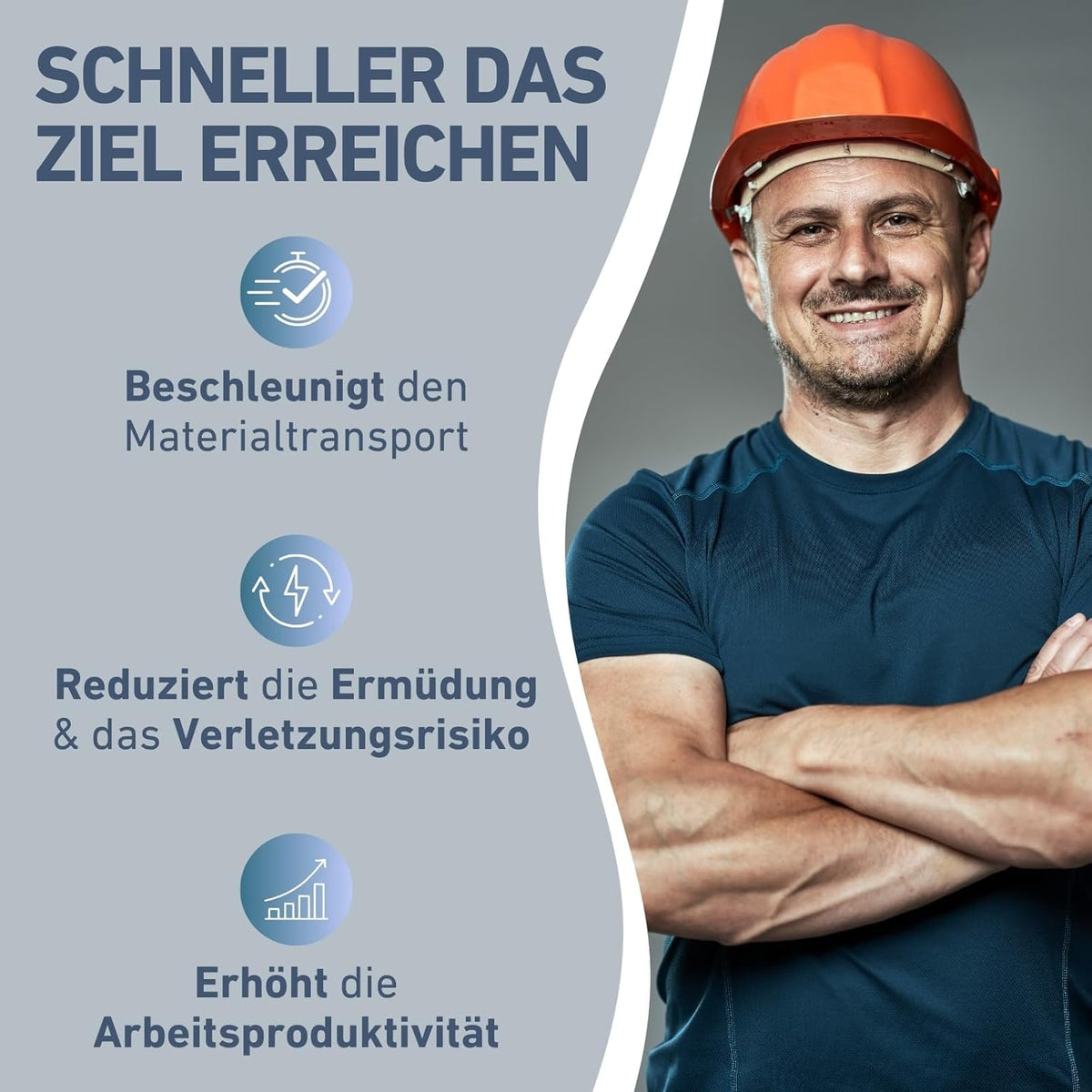 Elektrische Schubkarre mit Akku, 80L Mulde,  PREMIUM Kraft sparen