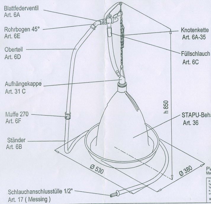 PVA Ersatzständer für Geflügelständertränke Art. Nr. 6