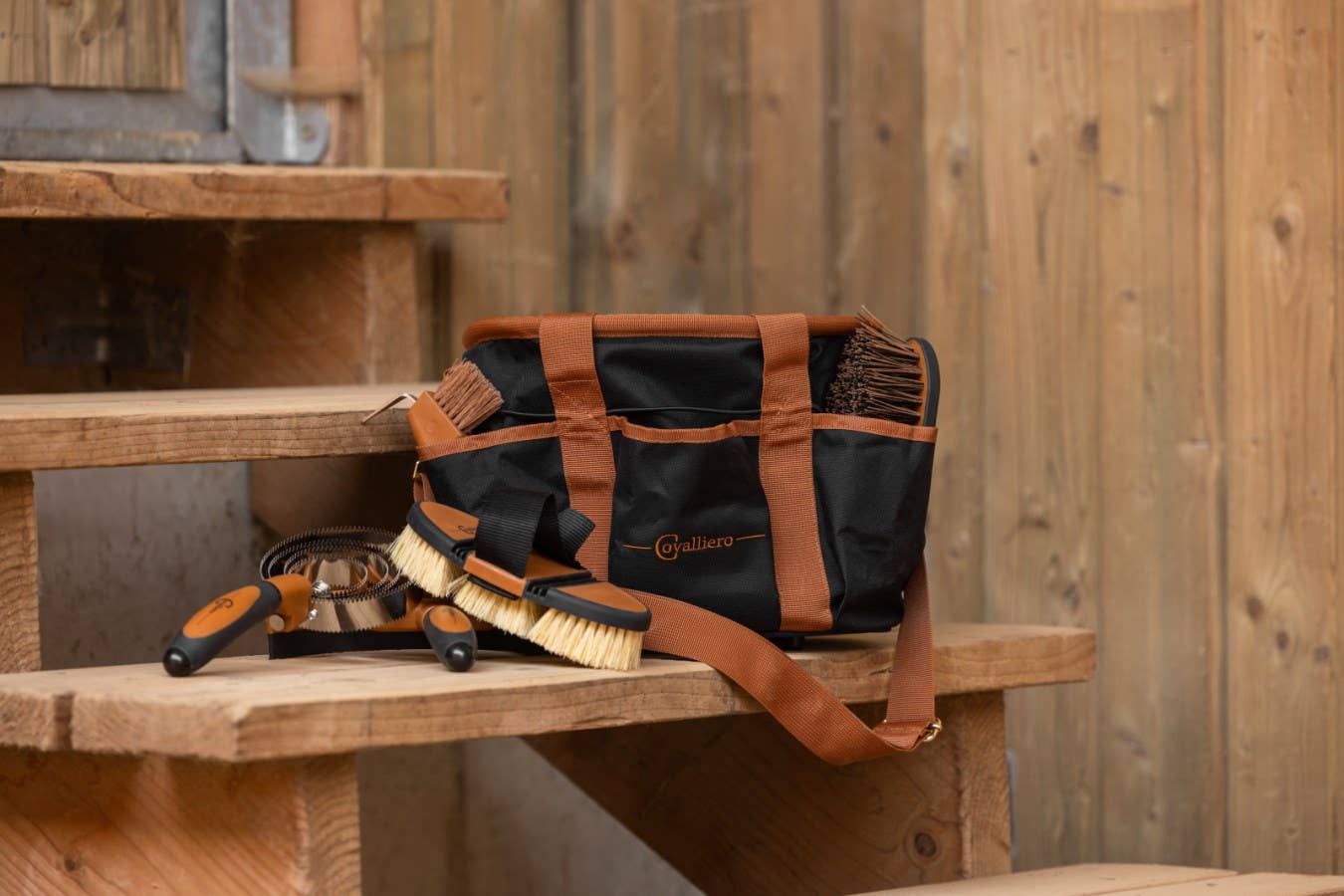 Covalliero Putzzeugtasche schwarz/braun
