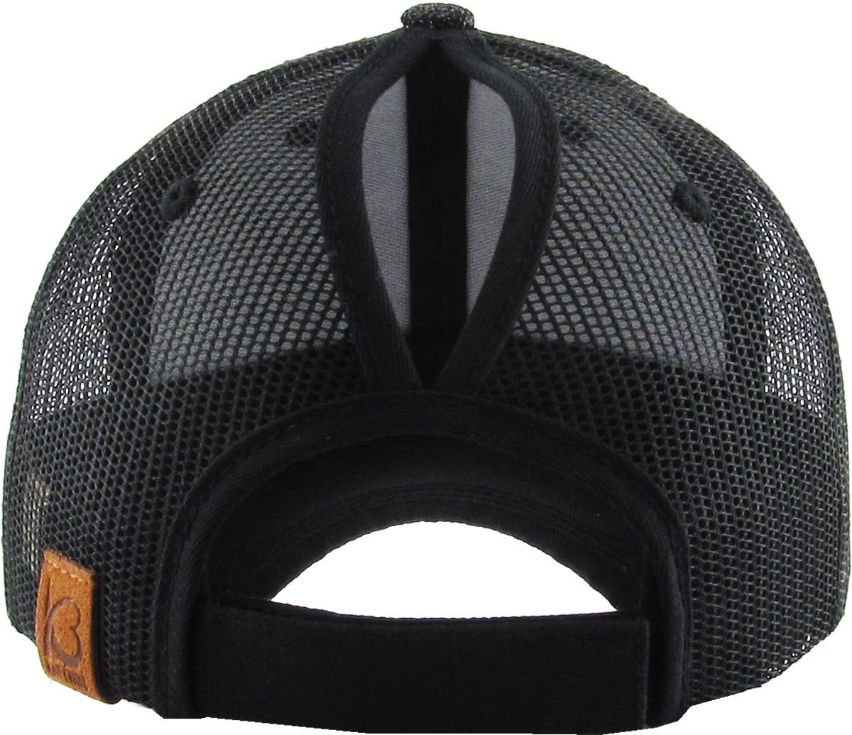 KBETHOS - Glitzernde Baseballkappe im Meshback-Stil mit Ponytail-Öffnung